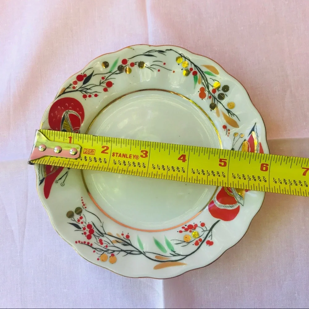 Vintage two mini fine china plates with napkin
